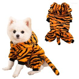 Dog Apparel Cute Catoon Clothes Warm Fleece Puppy Kitten Clothing Small Medium Dogs Cats Jumpsuit Tiger-Cosplay Pet Costume