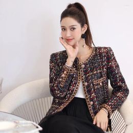 Women's Jackets Tweed Thick Fashion Winter Buttons Office Women Coat Full Sleeves Retro Vintage Lady Formal Short Clothing