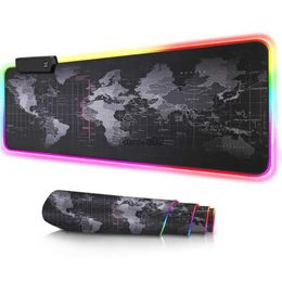 Mouse Pads Wrist Rests RGB Mouse Pad Gaming Mousepad Gamer Large Desk Backlit Mats Computer Led Carpet Surface For The Mause Ped Xl Deskpad Protector YQ231117