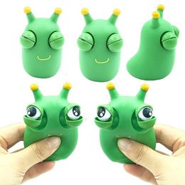New Creative Silicone Popping Toy Big Eye Squishy Green Bug Stress Relieve Sensory Fidget Toy Worm Squishy Big Eyes Doll