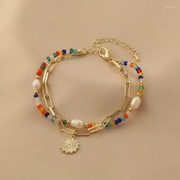 Charm Bracelets 2023 Handmade Bohemian Friendship Bracelet Ethnic Colorful Beaded Chrysanthemum For Women Beach Party Gift