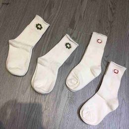 Brand baby stockings Pure white toddler socks kids designer clothes Colorful embroidery boy girl hose winter Warm child pantyhose