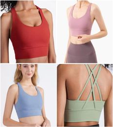 2021 womens Yoga Outfits tanks yoga bra gym align training top tops cross back plastic sports underwear women gather vest runni3503052