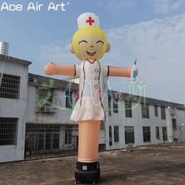 3 Metres High or Customised Inflatable Doctor Skydancer Female Nurse Air Dancer Medical Person Cartoon with Syringe for Event Promotion