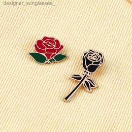 Pins Brooches Hot 2 Style Rose Flower Enamel Pins High Quality Plant Brooches for Women Men Clothes Lel Pin Badges Jewellery Gift for FriendL231117