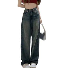 Jeans da donna Rimocy Jeans cargo vintage a gamba larga Donna Autunno Pantaloni a vita alta Bagge Donna Y2k Streetwear Pantaloni larghi in denim Donna 230417