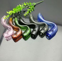 Smoking Pipe Mini Hookah glass bongs Colorful Metal Shape Colored curved handle thickened glass pipe