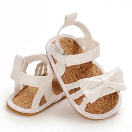 Sandals Infant Baby Girls Summer Bowknot Braided Sandals Beach Shoes Anti-Slip Soft Sole born Prewalkers First Walking Shoes 0-18M 230417