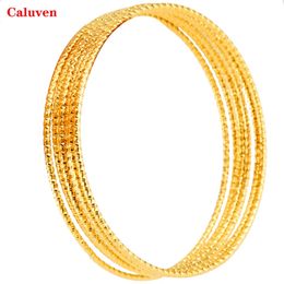 Bangle 2MM 6piece Gold Indian Bracelet African Jewellery Yellow Dubai Womens Wedding Gift 231116