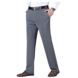 Mens Pants Formal Men Thick Autumn Black Blue Grey Elastic Stretch Bussiness Loose Suit Big Plus Size 48 50 52 Office Trousers 230414