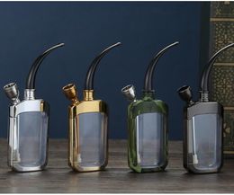 Latest Metal Plastic Water Pipe Bongs Hookahs Smoking Philtre Cigarette Tobacco Pipes Two Functions 4 Colours Gift For Man Christmas