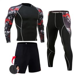 Men's Thermal Underwear Men's Compression Sportswear Suits Gym Tights Training Clothes Workout Jogging Sports Set Running Rashguard Tracksuit For Men 231116