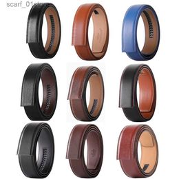 Belts No Buckle 3.5cm Width Cowskin Genuine Leather Belt Men Without Automatic Buckle Str Male Black Brown Blue Grey White B509L231117