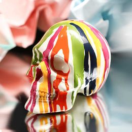 Decorative Objects Figurines Nordic Creative Color Body Art Sculpture Resin Skull Crafts Bar Cafe Restaurant Decorations Home Accessories Wiccan Decor Y23