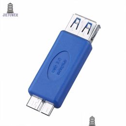 Computer Cables Connectors Standard Usb3.0 Usb 3.0 Type A Female To Micro B Male Adapter Convertor Connector Blue Note3 Otg Drop Deliv Dhgfv