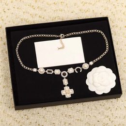new Designer Jewelry Women Necklace Top Quality Cross Design White Diamond Pendant Necklace Women Wedding Jewelry Gift With Box Christmas Gift
