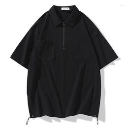 Men's T Shirts Summer Oversize Short Sleeve Cargo Men Baggy Pullover Tees Fashion Korean Streetwear T-Shirt Tops Clothing Male Plus Size