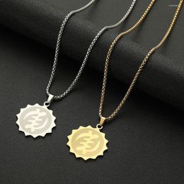 Pendant Necklaces QIAMNI Stainless Steel African Symbol Adinkra Gye Nyame Gift Gold Colour Ethnic Jewellery Ghanaian Choker Collier