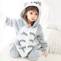 Pajamas Kids Totoro Onesies Pajamas Animal Sleepwear Winter Cartoon Unicorn Kigurumi Children's Pajamas Boys Girls Cat Flannel Pajamas 231116