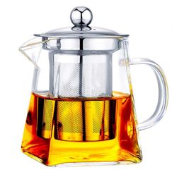 Heat Resistant Glass Teapot with Stainless Steel Tea Infuser Philtre Flower Tea Kettle Kung Fu Tea Set Puer Oolong Teapot Hotsale