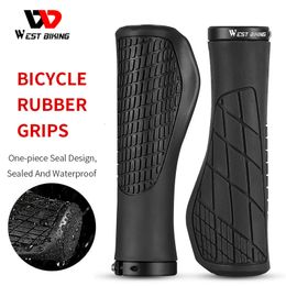 Bike Handlebars Components WEST BIKING Bicycle Grips Soft Rubber MTB Road Bike Grips Shockproof AntiSlip Handlebar Cover Ergonomic Cycling Handlebar 230417