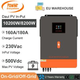 PowMr MPPT 160A 180A 8.2KW 10.2KW On-Grid/Off-Grid Hybrid Inverter 48V 220VAC for Solar Panel Daul PV In-Put with Second Output