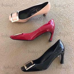 Dress Shoes Pumps Women Square Toe Footwear Hoof High Heels Shoes Female Party Shallow Shoes Woman Spring 2023 New T231117