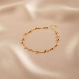 Bangle YUNLI Real 18K Gold Jewellery Bracelet Solid AU750 Adjustable Chopin Chain for Women Fine Jewelry Wedding Gift 231116
