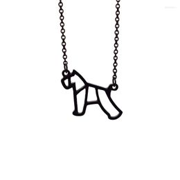 Pendant Necklaces 4 Colours Origami Miniature Schnauzer Necklace Geometric Jewellery Women Pet Dog