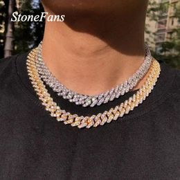 Stonefans Hip Hop Cuban Link Chain Choker Necklace Bling Jewlery Men Women Fashion Iced Cuban Rhinestone Necklace Collar Chain T202221