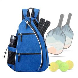 Tennis Bags Pickleball Racket Bag Waterproof Sports Backpack Multifunctional Badminton Tennis Storage Bag Adjustable Sling Bag Anti-Theft 231116