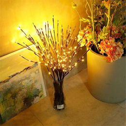 LED Strings 73cm 20 Bulbs LED Branch Lights Battery Powered Willow Twig Lighted Branch Decorative Lights Artificial Tree DIY Light P230414