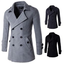 Men's Wool Blends Drop Men British Style Trench top Coat Mens Long trench Coat Masculino male Clothing Classic Double Breasted Overcoat 231117