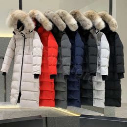 Canadian Down Womens Parkers vinter i mitten av längden över knä huva jacka tjocka varma gooses rockar kvinnliga