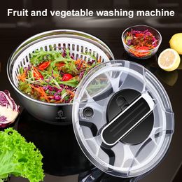 Fruit Vegetable Tools 1 Pcs Vegetable Dryer Stainless Steel Fruit Salad Drainer Spinner Vegetables Crisper Strainer Centrifuge Kitchen Accesosries 230417