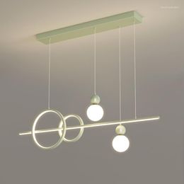 Pendant Lamps 2023 Green Modern Simple Led Lights Dining Room Table Lines Light Foyer El Restaurant Coffee Hall Home Lamp