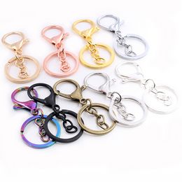 5pcs/lot 30mm Chain Key Ring Long 70mm Popular classic 8 Colours Plated lobster clasp key hook chain Jewellery making for keychain Fashion JewelryKey Chains Jewellery