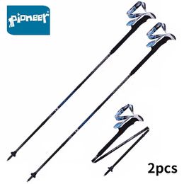 Ski Poles Pioneer Carbon Fibre Ultralight Hiking Trail Compact Portable Collapsible Sticks Walking Cane Trekking Climbing 231116