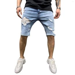 Men's Jeans 2023 Men Stretch Short Fashion Casual Slim Fit High Quality Elastic Denim Shorts Male Hole Out