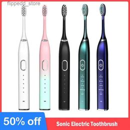 Toothbrush 2023 New Sonic Electric Toothbrush USB Rechargeable Metal Teeth Brush IPX7 Waterproof For Adults Teeth Whitening Cleaning Brush Q231117