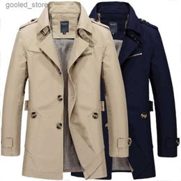 Men's Trench Coats New Arrival Men Autumn Winter Long Windbreaker Coat Large Cotton Jacket Casual Single Breasted Plus Size M L XL 2XL 3XL 4XL 5XL Q231118