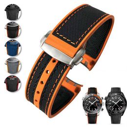 Bracelet For Omega 300 SEAMASTER 600 PLANET OCEAN Folding Buckle Sile Nylon Strap Accessories Band Chain H220419325D