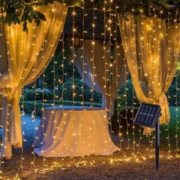 Night Lights Solar Lamp LED String Outdoor 3x3m 300LED Fairy Curtain For Window Christmas Party Garden Garland Holiday Lighting