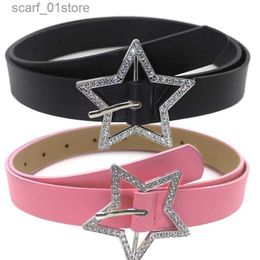 Belts Y2K Belts for Women Girls Pink Black White Star Belt Denim Star PU Leather Rhinestones Belt Ins Sweet Cool Corset Jeans BeltsL231117