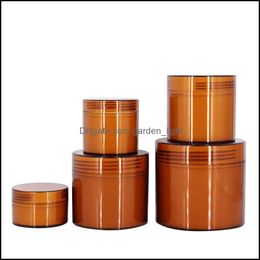 Cream Jar Amber Brown Pet Plastic Cosmetic Jars Containers For Lotion Mask 50G 100G 200G 300G 500G Drop Delivery Office School Busin Otqws