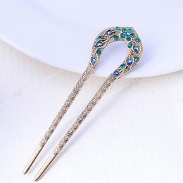 Vintage Hair Accessories Antique Bronze Plated Hairpins U shape Hair Stick Pin Women Rhinestone Flower Hair Jewellery Fashion JewelryHair Jewellery