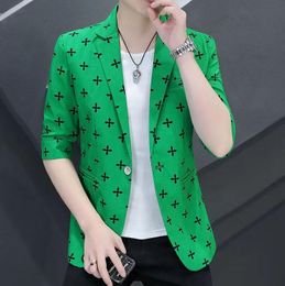 Mens Suits Designer Blazers Man Classic Casual floral print Luxury Jacket Brand half sleeve Blazer Coats Suit