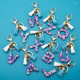 Keychains Cute Creative 26 Initials Letter Keychain Tassel Pendant Custom Resin Keyrings Car Key Ring Simple Alphabet Chain Party GiftKeycha