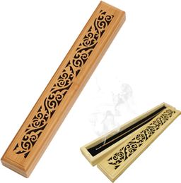 SZHOME Bamboo Wooden Incense Stick Holder Burning Joss Incense Box Burner Ash Catcher Home Decoration