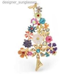 Pins Brooches Wuli baby Flower Tree Brooches For Women Unisex Enamel Multicolor Beautiful Christmas Tree Party Office Brooch Pin GiftsL231117